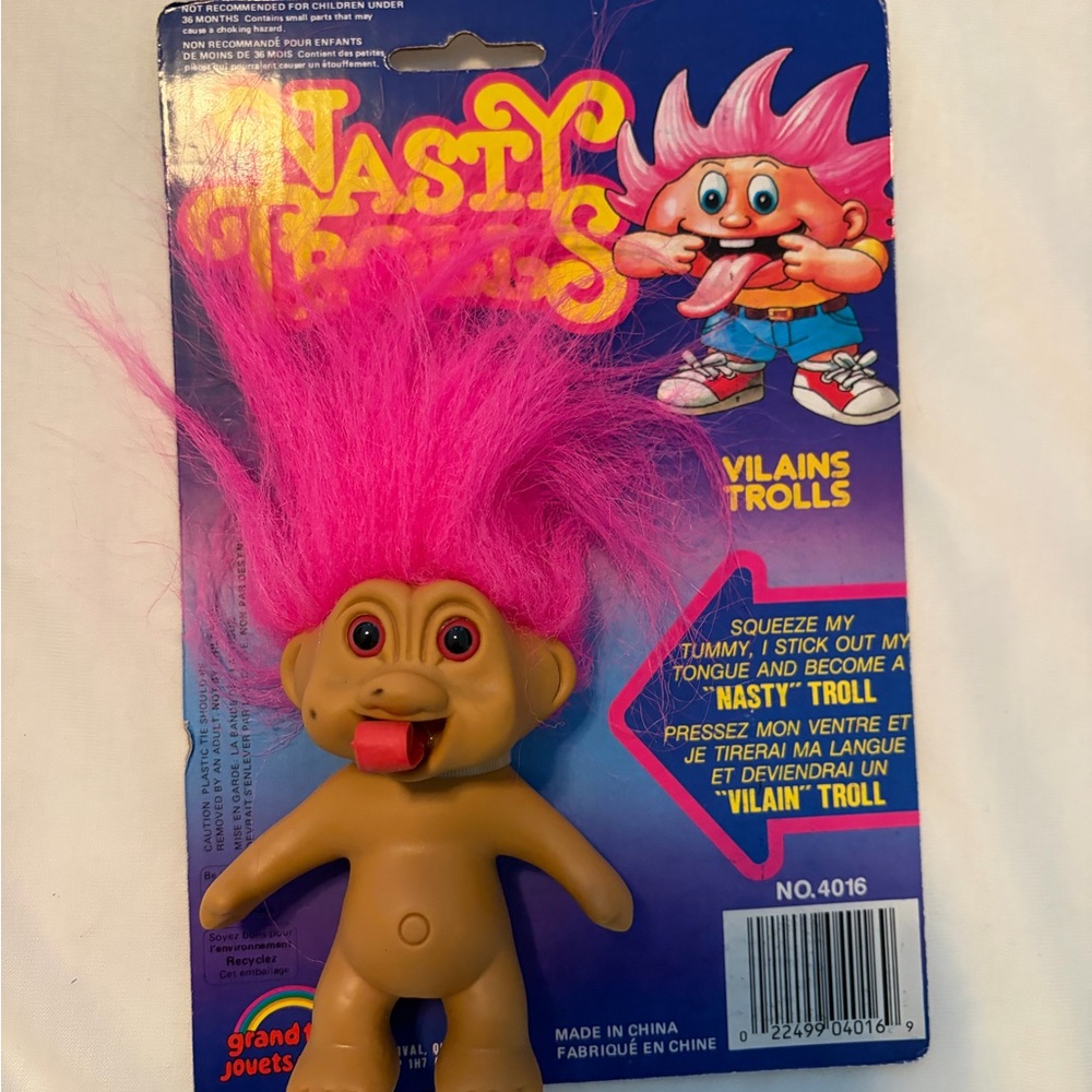 Vintage troll Nasty Trolls “Villains Trolls” 1990s with Original Card